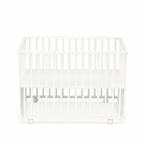 Parc bébé pliant 75x100cm avec roulettes et fond réglable - petit mobilier Blanc+Marron 2 - vertbaudet enfant 
