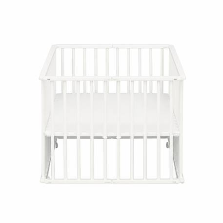 Parc bébé pliant 75x100cm avec roulettes et fond réglable - petit mobilier Blanc+Marron 3 - vertbaudet enfant 