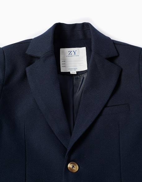 Blazer en piqué avec poches à rabat Bleu foncé 3 - vertbaudet enfant 