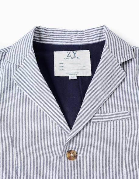 Veste en coton à rayures et poches à rabat Bleu foncé 4 - vertbaudet enfant 