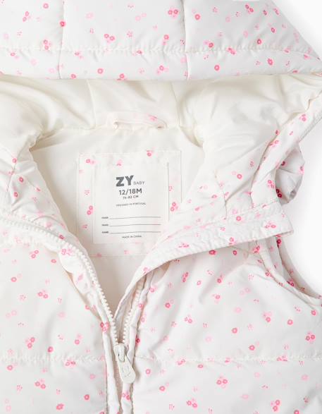 Doudoune sans manches à capuche et motif Beige clair 3 - vertbaudet enfant 