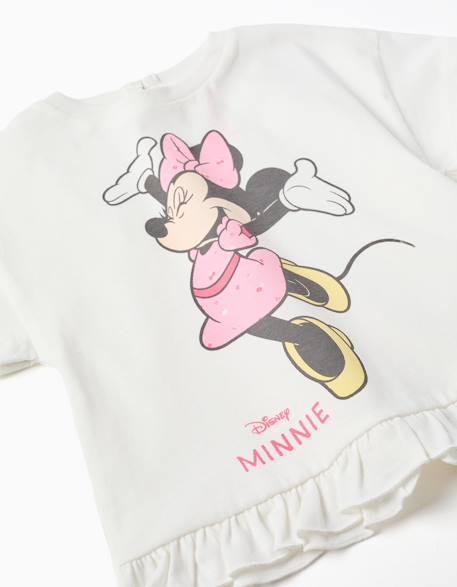T-shirt en coton avec imprimé minnie et volants Blanc 3 - vertbaudet enfant 