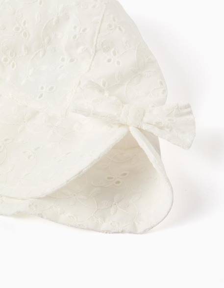 Bob en coton avec broderie anglaise Beige clair 3 - vertbaudet enfant 