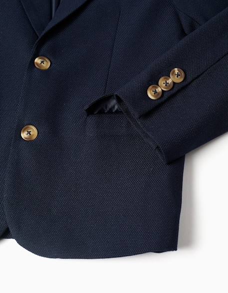 Blazer en piqué avec poches à rabat Bleu foncé 4 - vertbaudet enfant 