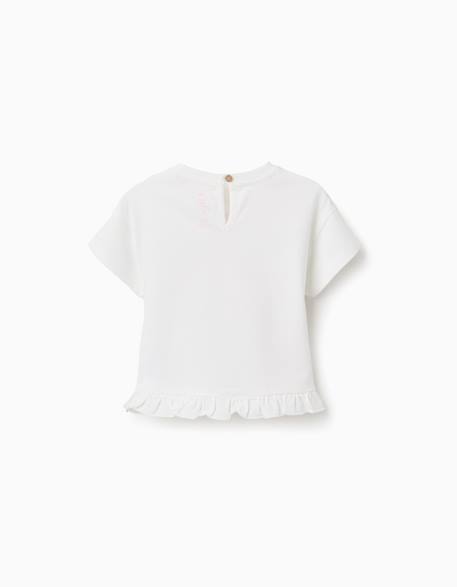 T-shirt en coton avec imprimé minnie et volants Blanc 2 - vertbaudet enfant 