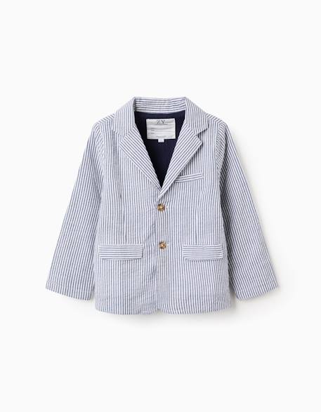 Veste en coton à rayures et poches à rabat Bleu foncé 2 - vertbaudet enfant 