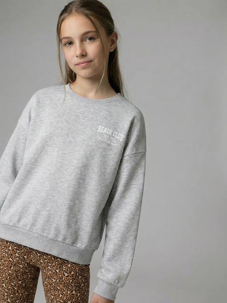 Sweat essentiel fille Jonen gris chiné 2 - vertbaudet enfant 