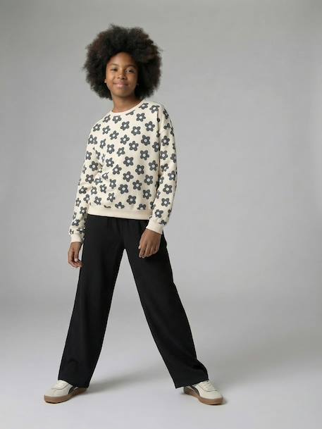 Pantalon large fille maille anthracite 2 - vertbaudet enfant 