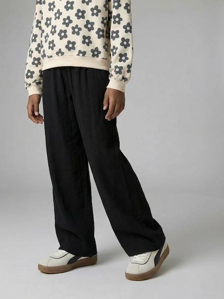 Pantalon large fille maille anthracite 1 - vertbaudet enfant 