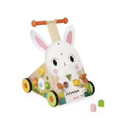 Chariot de marche en bois fsc lapin  - vertbaudet enfant