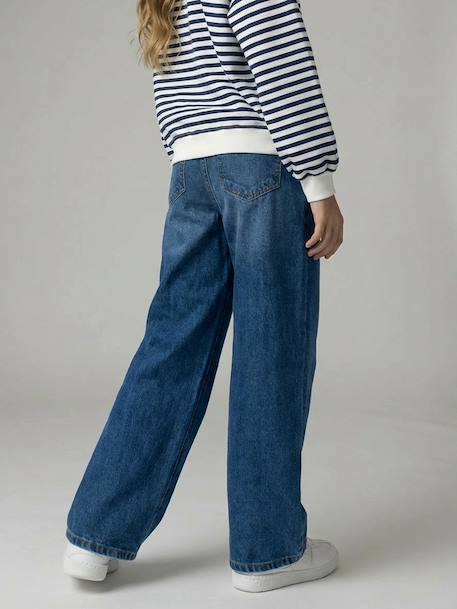 Pantalon large fille denim bleu moyen+denim gris 5 - vertbaudet enfant 