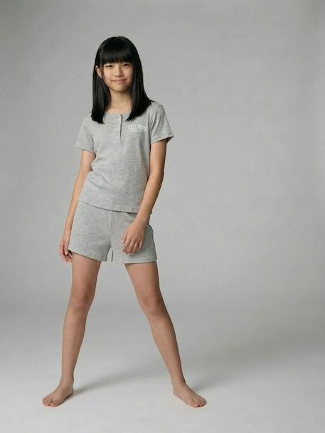 Lot 2 pyjamas court et long gris chiné 2 - vertbaudet enfant 