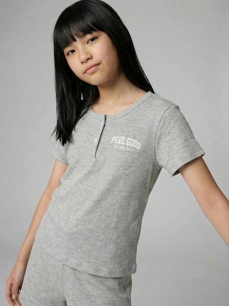 Lot 2 pyjamas court et long gris chiné 15 - vertbaudet enfant 