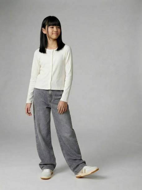 Pantalon large fille denim bleu moyen+denim gris 7 - vertbaudet enfant 