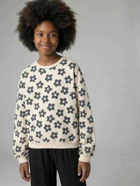 Sweat coupe large marine+marron+vanille 12 - vertbaudet enfant 