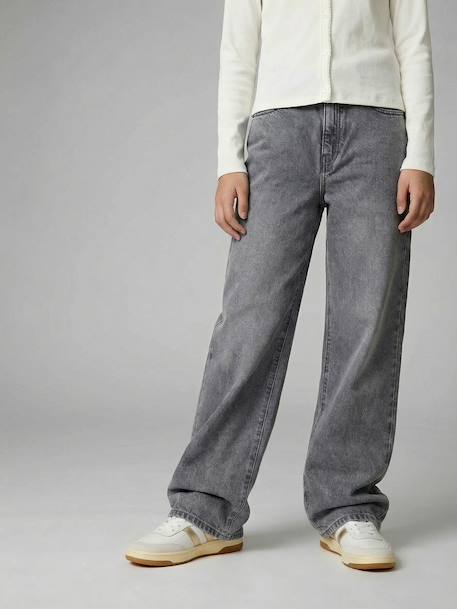 Pantalon large fille denim bleu moyen+denim gris 6 - vertbaudet enfant 
