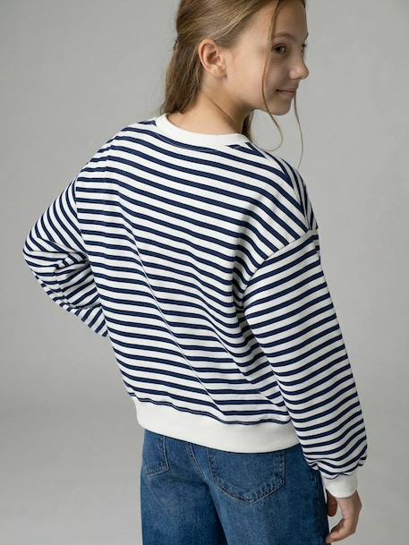 Sweat coupe large marine+marron+vanille 5 - vertbaudet enfant 