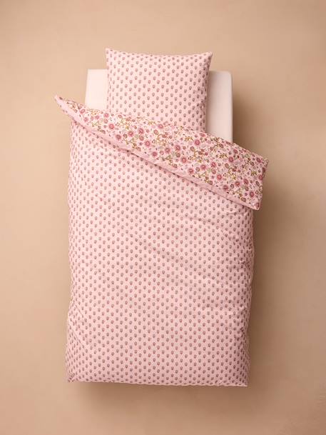 Parure housse de couette et taie d'oreiller rose imprimé 6 - vertbaudet enfant 