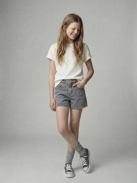 Short enfant en denim coton bleu moyen+denim gris 7 - vertbaudet enfant 