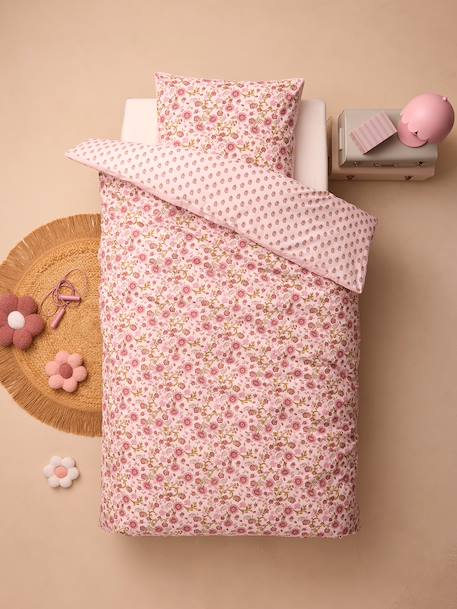 Parure housse de couette et taie d'oreiller rose imprimé 4 - vertbaudet enfant 