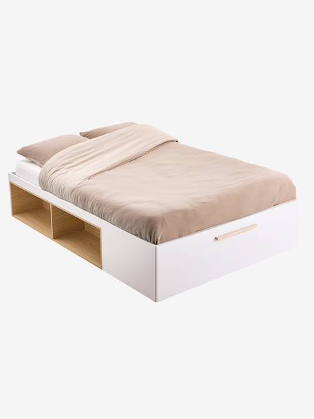 Lit double avec rangement ASPEN 140x190cm blanc 3 - vertbaudet enfant 