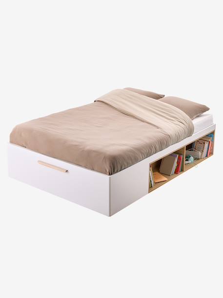 Lit double avec rangement ASPEN 140x190cm blanc 1 - vertbaudet enfant 