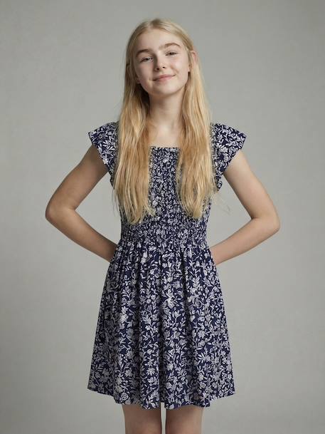 Robe smockée imprimée marine 5 - vertbaudet enfant 