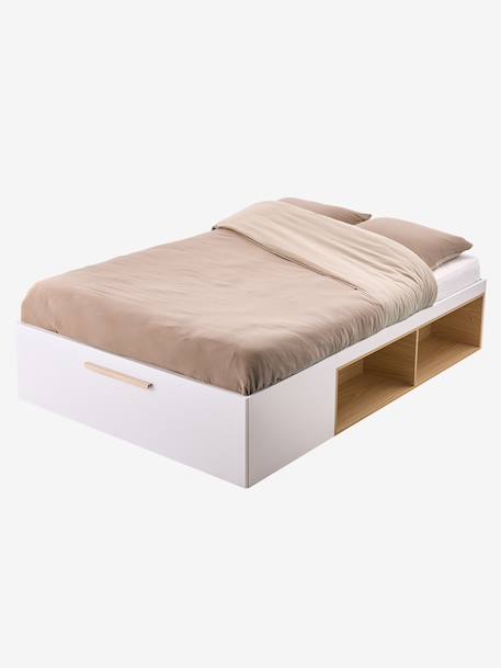 Lit double avec rangement ASPEN 140x190cm blanc 2 - vertbaudet enfant 
