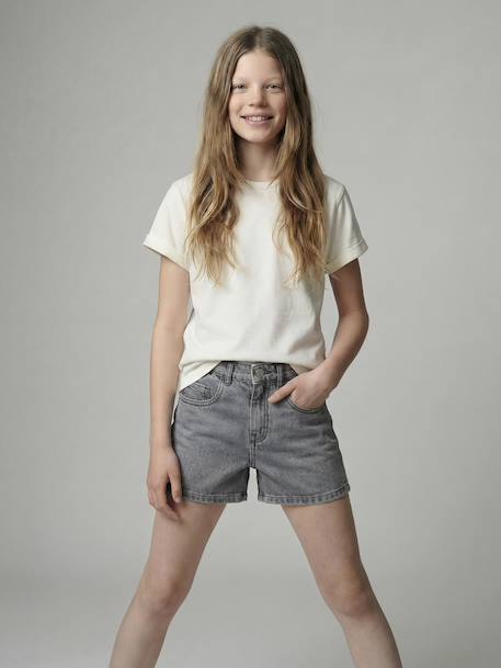 Short enfant en denim coton bleu moyen+denim gris 11 - vertbaudet enfant 