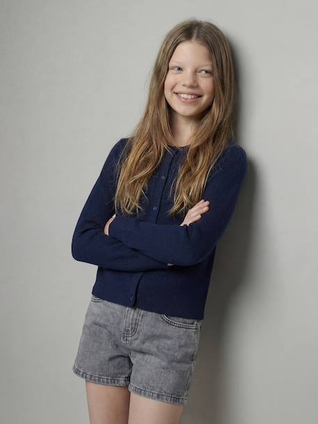 Gilet fille marine+vert sauge 1 - vertbaudet enfant 
