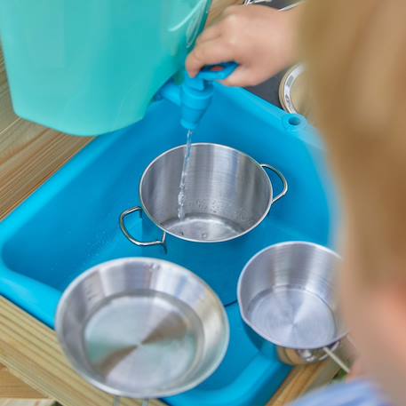 Maisonnette cabane enfant + cuisine extérieure refuge bois fsc® Marron - bleu - noir 5 - vertbaudet enfant 