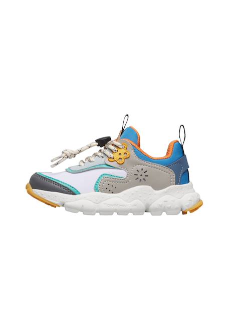 Sneakers en simili cuir et tissus technique doi junior Gris-blanc+Rose-blanc crème 3 - vertbaudet enfant 