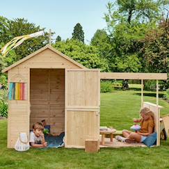 Jouet-Jeux de plein air-Cabane en bois avec pergola ajourée eugenie