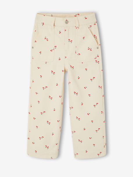 Pantalon large fille cerises coton vanille 1 - vertbaudet enfant 