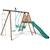 Portique en bois rond 3 agrès avec face à face, échelle et toboggan lavande Marron 4 - vertbaudet enfant 