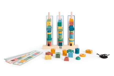 Tours à empiler bois fsc - jeu apprentissage - jouet en bois Multicolore 1 - vertbaudet enfant 