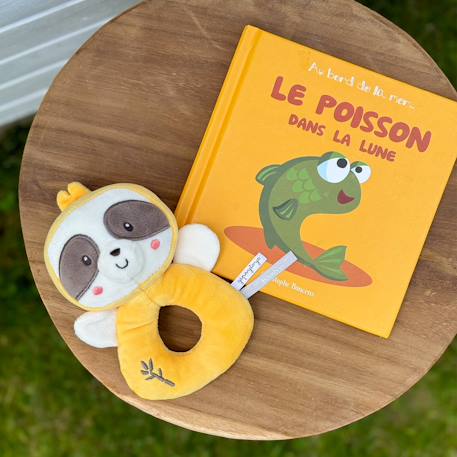 Hochet bebe bamboo - paresseux - 14 cm s/carte Noir 3 - vertbaudet enfant 