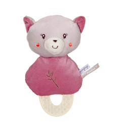 Jouet-Doudou de dentition bebe bamboo - chat - 17 cm s/carte