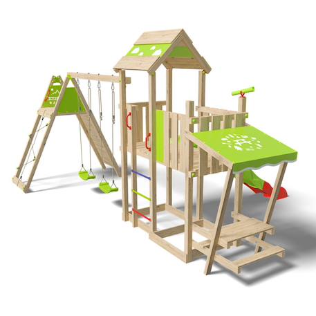 Aire de jeux avec toboggan 2,20 m zesty xpression xl - 14 enfants Bois 3 - vertbaudet enfant 