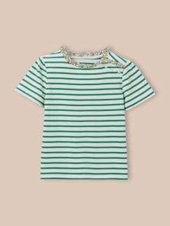T-shirt marinière  tissu liberty - coton biologique  - vertbaudet enfant