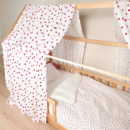 Ciel de lit cabane en gaze de coton solo 390 cm Beige+Blanc+Bleu+Camel+Écru+Gris+Imprimé coeurs+Marron+Pêche+Rose+Terracotta+Vert de gris 28 - vertbaudet enfant 