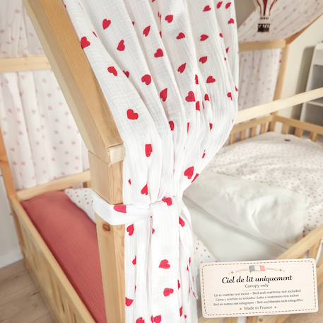 Ciel de lit cabane en gaze de coton solo 330 cm Beige+Blanc+Bleu+Camel+Écru+Gris+Imprimé coeurs+Marron+Pêche+Rose+Terracotta+Vert de gris 29 - vertbaudet enfant 