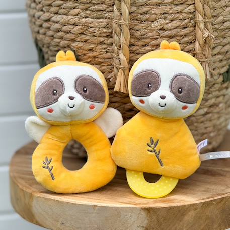 Hochet bebe bamboo - paresseux - 14 cm s/carte Noir 2 - vertbaudet enfant 