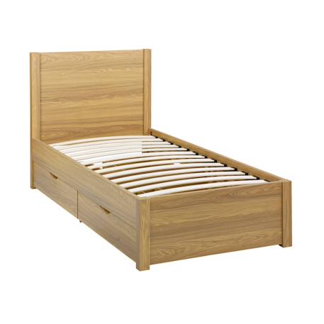 Lit avec sommier à lattes et tête de lit  + 4 tiroirs décor bois - nepal Naturel+Noyer 2 - vertbaudet enfant 