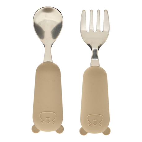 Set couverts cuillère et fourchette yum l.16,5cm rose Beige+Rose 2 - vertbaudet enfant 