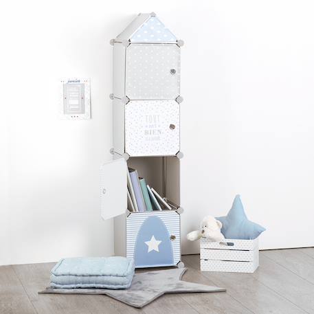 Casiers de rangement enfant - colonne Gris+Rose 4 - vertbaudet enfant 