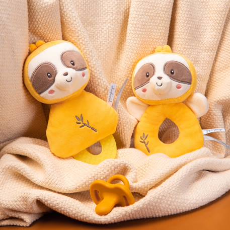 Hochet bebe bamboo - paresseux - 14 cm s/carte Noir 5 - vertbaudet enfant 