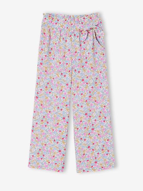 Pantalon fille large motifs fleurs Léopard+vanille+vert 5 - vertbaudet enfant 