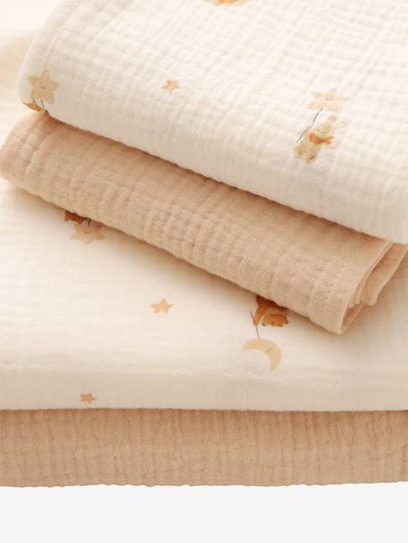 Lot 4 langes en gaze de coton blanc imprimé 2 - vertbaudet enfant 