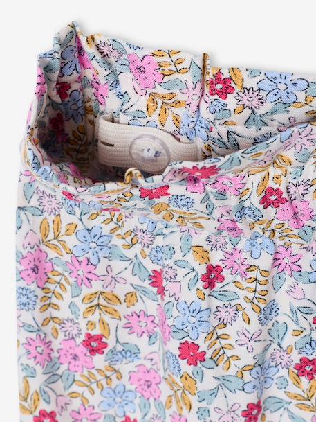 Pantalon fille large motifs fleurs Léopard+vanille+vert 8 - vertbaudet enfant 